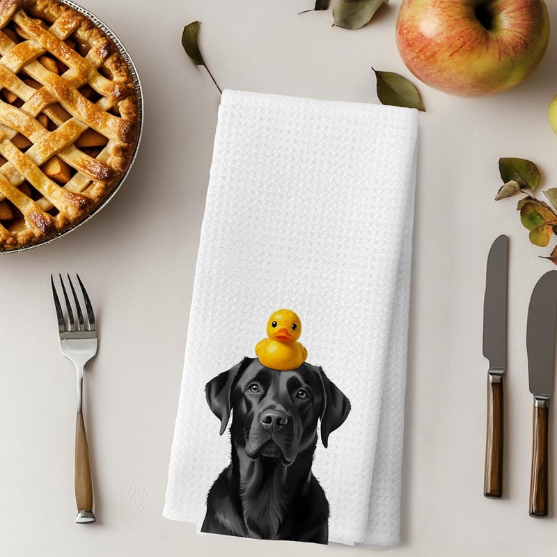 LUKIPOM Funny Black Labrador Retriever Hand Towels for Bathroom Decor, Black Lab Gifts,Dog Mom Gifts, Dog Bathroom Decor, Funny Kitchen Towels, 24x16 Inches - Image 4